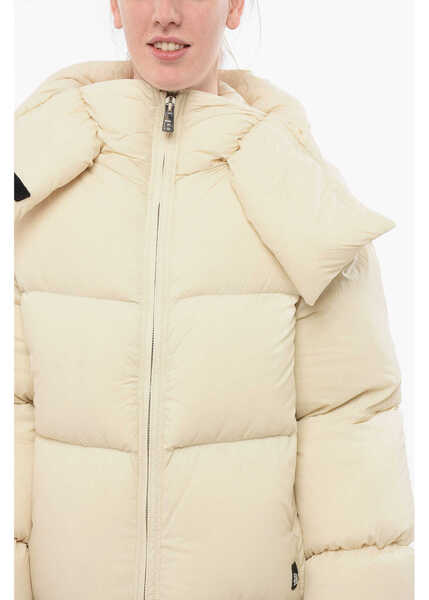 Geci de iarna Bacon Collar-Shaped Hood Storm Rod Down Jacket White Femei (BM 18687004) 3