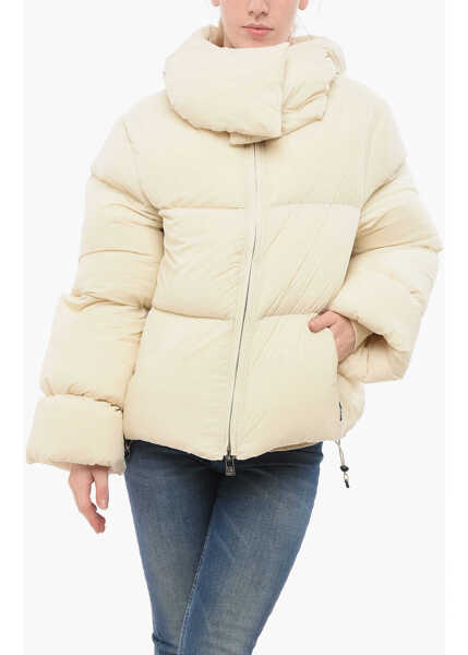 Geci de iarna Bacon Collar-Shaped Hood Storm Rod Down Jacket White Femei (BM 18687004) 1