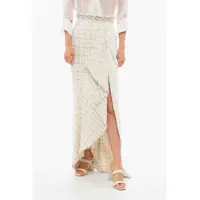 Fuste lungi Tweed Wrap Skirt With Jeweled Detail Femei