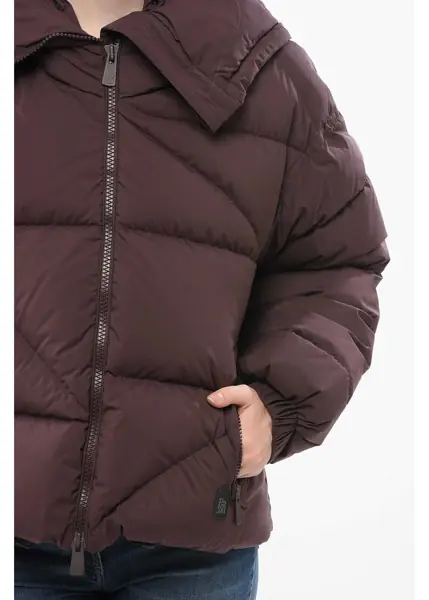 Geci de iarna Bacon Hooded New Double Down Jacket With Front Zip Burgundy Femei (BM 18687022) 3