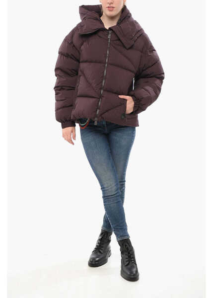 Geci de iarna Bacon Hooded New Double Down Jacket With Front Zip Burgundy Femei (BM 18687022) 4