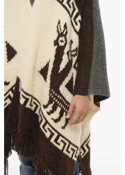 Paltoane DSQUARED2 Alpaca Blend Poncho With Fringed Hems Beige Barbati (BM 18687052) 3