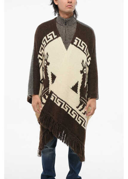 Paltoane DSQUARED2 Alpaca Blend Poncho With Fringed Hems Beige Barbati (BM 18687052) 1