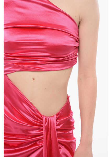 Rochii lungi Elisabetta Franchi One Shoulder Satin Dress With Cut-Outs Pink Femei (BM 18687073) 3