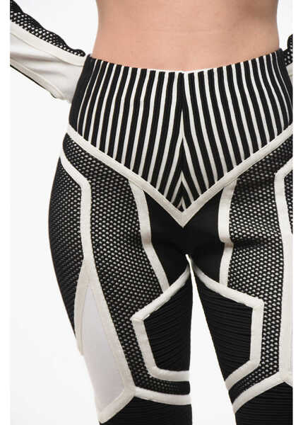 Pantaloni scurti Balmain High-Waisted Two-Tone Biker Shorts Black & White Femei (BM 18687196) 3