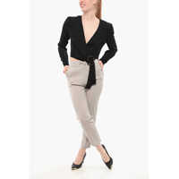 Bluze Elisabetta Franchi Dama - Bluze Elisabetta Franchi Cropped Fit Wrap Blouse With Buckle Black Femei (BM 18687205) - B-mall.ro