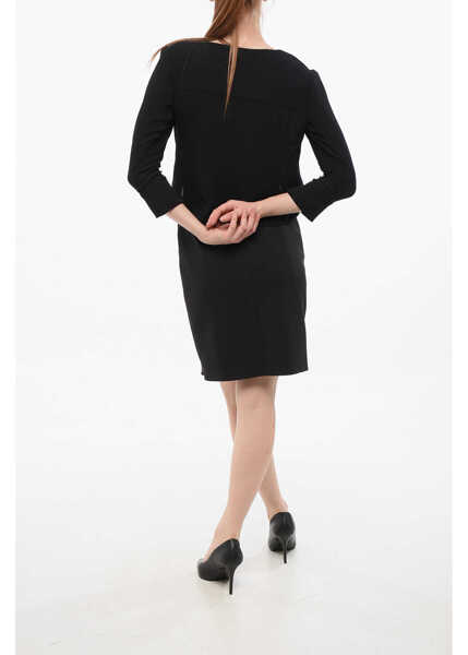 Rochii scurte Elisabetta Franchi 3/4-Sleeved Wrap Shirt Dress Black Femei (BM 18687241) 2