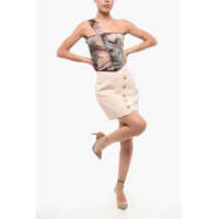 Fuste scurte Dama - Fuste scurte Balmain Solid Color Mini Skirt With Decorative Buttons Pink Femei (BM 18687244) - B-mall.ro