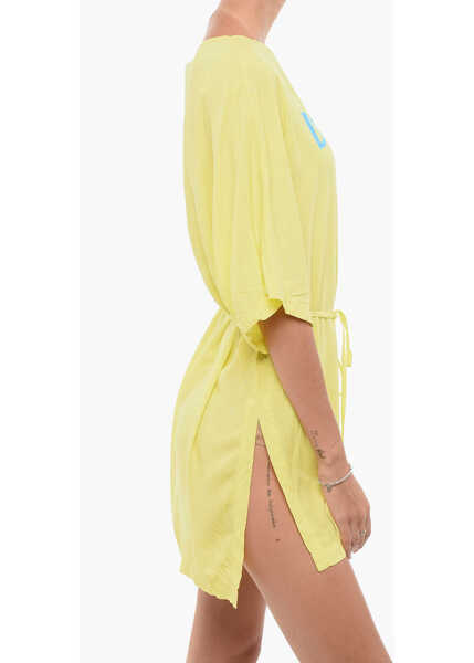 Tricouri DSQUARED2 Beachwear Printed Belted Beach Dress Yellow Femei (BM 18687262) 3