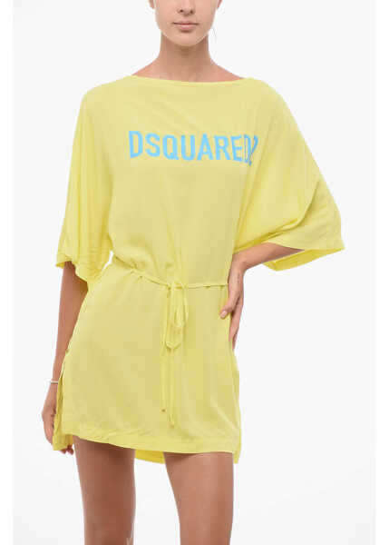 Tricouri DSQUARED2 Beachwear Printed Belted Beach Dress Yellow Femei (BM 18687262) 4