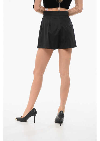Pantaloni scurti Elisabetta Franchi Single-Pleated Virgin Wool Shorts Black Femei (BM 18687265) 2