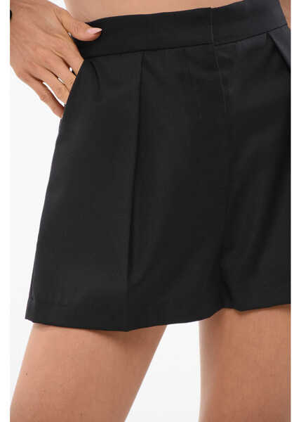 Pantaloni scurti Elisabetta Franchi Single-Pleated Virgin Wool Shorts Black Femei (BM 18687265) 3