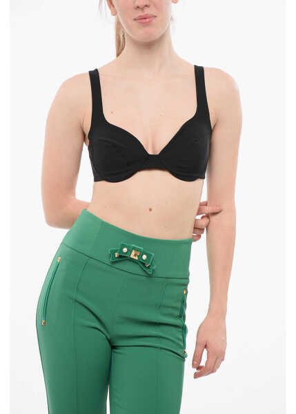 Sutiene Elisabetta Franchi Bra Top With Logoed Straps Black Femei (BM 18687277) 1