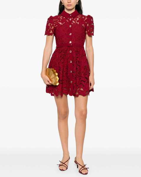 Rochii casual Self-Portrait Lace Mini Dress With Collar RED Femei (BM 18687361) 2