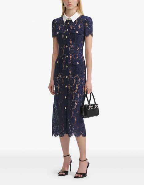 Rochii casual Self-Portrait Lace Midi Dress BLUE Femei (BM 18687421) 3