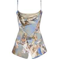 Bluze Patterned Satin Top With Back Zip Femei
