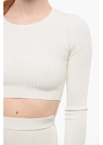 Rochii lungi Elisabetta Franchi Midi Knit Dress With Cut-Out White Femei (BM 18687619) 3