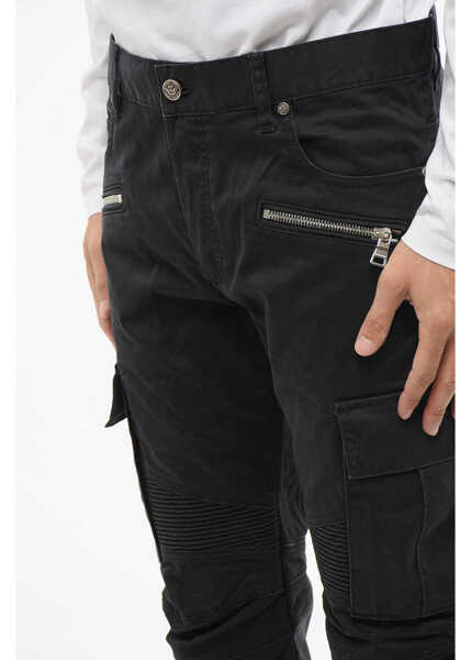 Blugi drepti Balmain Dark Wash Tapered Fit Cargo Jeans 17Cm Black Barbati (BM 18687628) 3