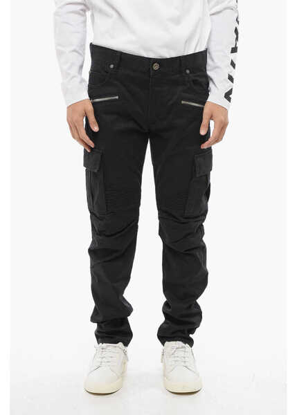 Blugi drepti Balmain Dark Wash Tapered Fit Cargo Jeans 17Cm Black Barbati (BM 18687628) 1
