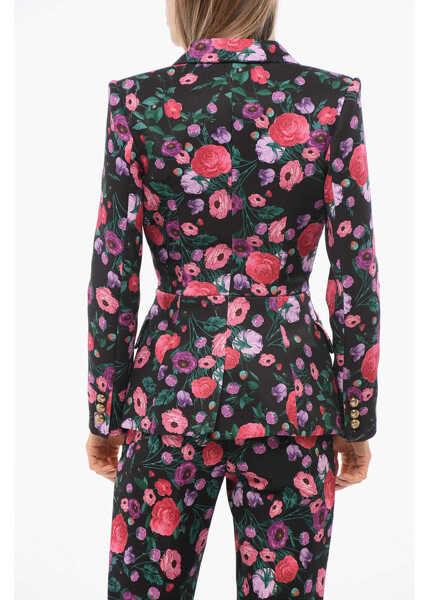Sacouri Elisabetta Franchi Double-Breasted Blazer With Floral Motif Multicolor Femei (BM 18687634) 2