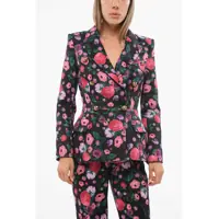 Sacouri Double-Breasted Blazer With Floral Motif Femei