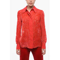 Bluze Sheer Blouse With Flocked Lettering Femei