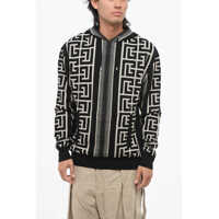 Pulovere Hooded Wool Blend Sweater With All-Over Monogram Barbati