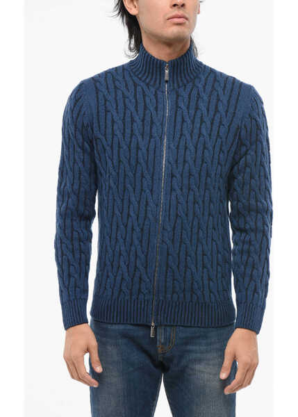 Pulovere Moorer Cable Knit Urbino Cashmere Blend Sweater Blue Barbati (BM 18687787) 1