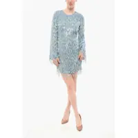 Rochii scurte Sequined Dress With Beads And Lamp Sleeves Femei