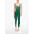 Elisabetta Franchi Velour Jumpsuit With Embroideries Green