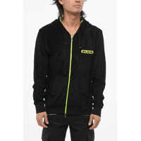 Hanorace Velvet Sweatshirt With All-Over Monogram And Fluo Details Barbati