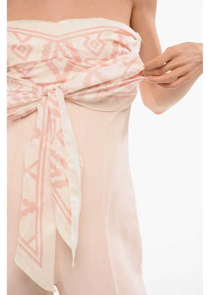 Salopete Elisabetta Franchi Strapless Jumpsuit With Foulard Detail Pink Femei (BM 18687817) 3