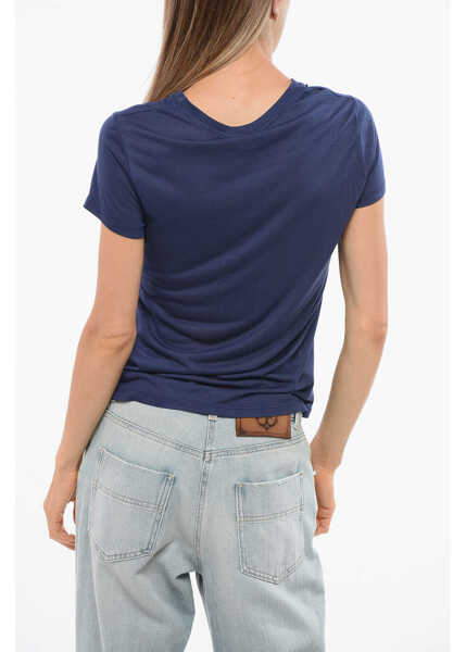 Tricouri Elisabetta Franchi Crew Neck Monochrome T-Shirt Blue Femei (BM 18687829) 2