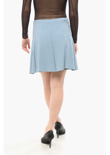 Fuste scurte Elisabetta Franchi Side Zipped Flared Miniskirt Light Blue Femei (BM 18687841) 2