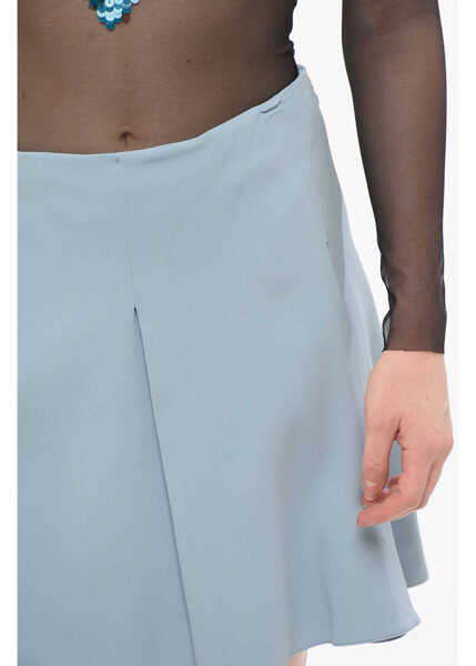 Fuste scurte Elisabetta Franchi Side Zipped Flared Miniskirt Light Blue Femei (BM 18687841) 3