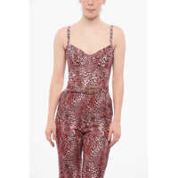 Salopete Elisabetta Franchi Dama - Salopete Elisabetta Franchi Animal Printed Jumpsuit With Matched Belt Pink Femei (BM 18687856) - B-mall.ro