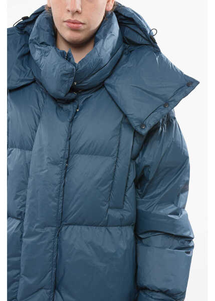 Geci de iarna Bacon Long Puffa Down Jacket With Collar-Shaped Hood Blue Femei (BM 18687871) 3