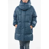 Geci de iarna Long Puffa Down Jacket With Collar-Shaped Hood Femei