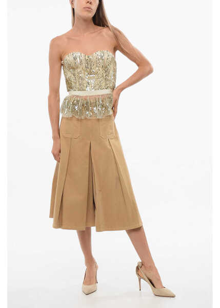 Bluze Elisabetta Franchi Sequined Flared Top With Cups Gold Femei (BM 18687880) 4