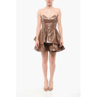 Rochii scurte Eco-Patent Leather Flounced Dress Femei
