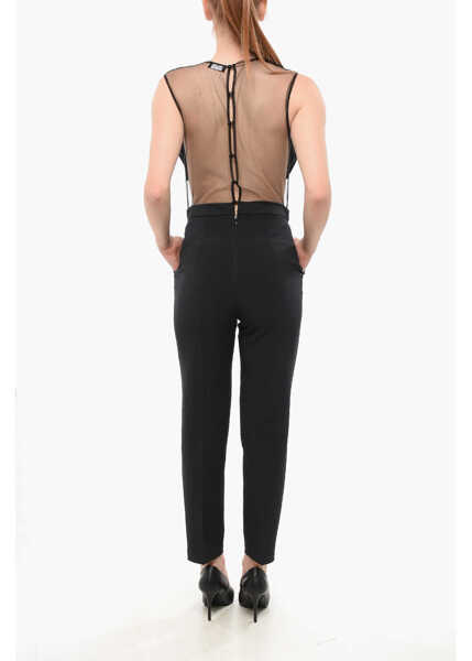 Salopete Elisabetta Franchi Modular See Through Jumpsuit With Front Bow Black Femei (BM 18687979) 2