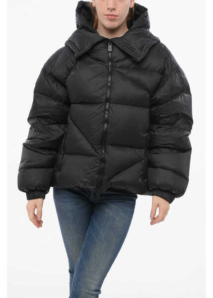 Geci de iarna Bacon Hooded New Double Down Jacket With Front Zip Black Femei (BM 18687994) 1