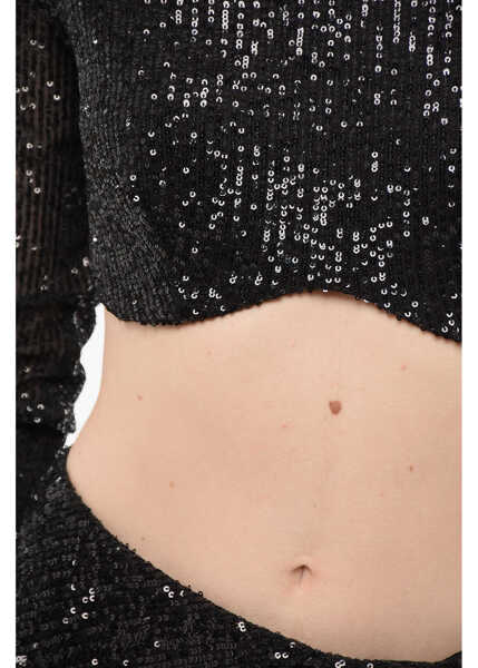 Rochii scurte Elisabetta Franchi Sequined Skirt And Top Set Black Femei (BM 18688003) 3