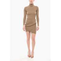 Rochii scurte Elisabetta Franchi Turtleneck Lurex Sheath Dress
