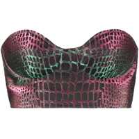 Bluze Animal Patterned Iridescent Effect Strapless Crop Top Femei