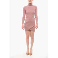 Rochii scurte Elisabetta Franchi Lurex Knitted Dress With Turtleneck