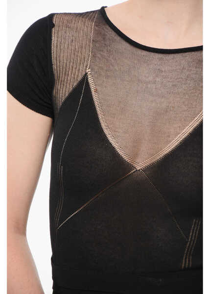 Rochii lungi Elisabetta Franchi Red Carpet Short-Sleeved Knitted Maxidress Black Femei (BM 18688078) 3