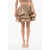 Elisabetta Franchi Flounced Miniskirt With Back Zip Beige