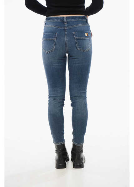 Blugi skinny Elisabetta Franchi Skinny Fit Delav Denims With Chain Detail 11Cm Blue Femei (BM 18688159) 2