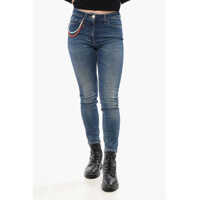 Blugi skinny Elisabetta Franchi Skinny Fit Delavè Denims With Chain Detail 11Cm